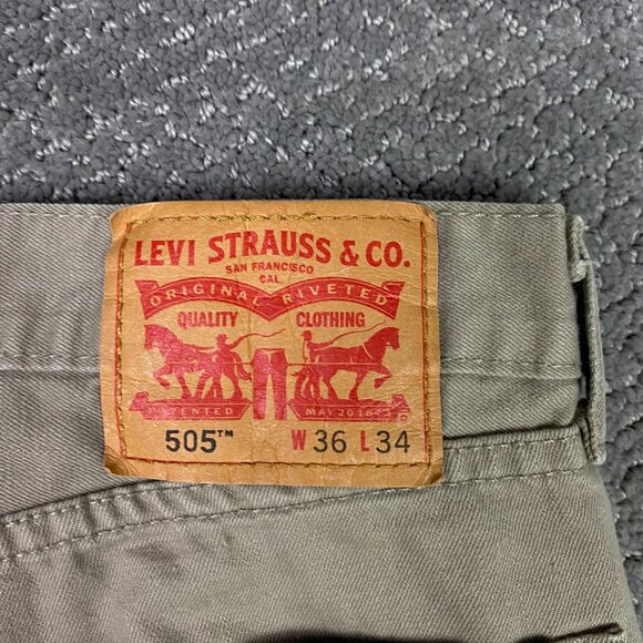 Levi's 505 Jeans Pants Men's 36 x 34 Tan Brown Regular Fit Straight Leg 0718 - Picture 7 of 13